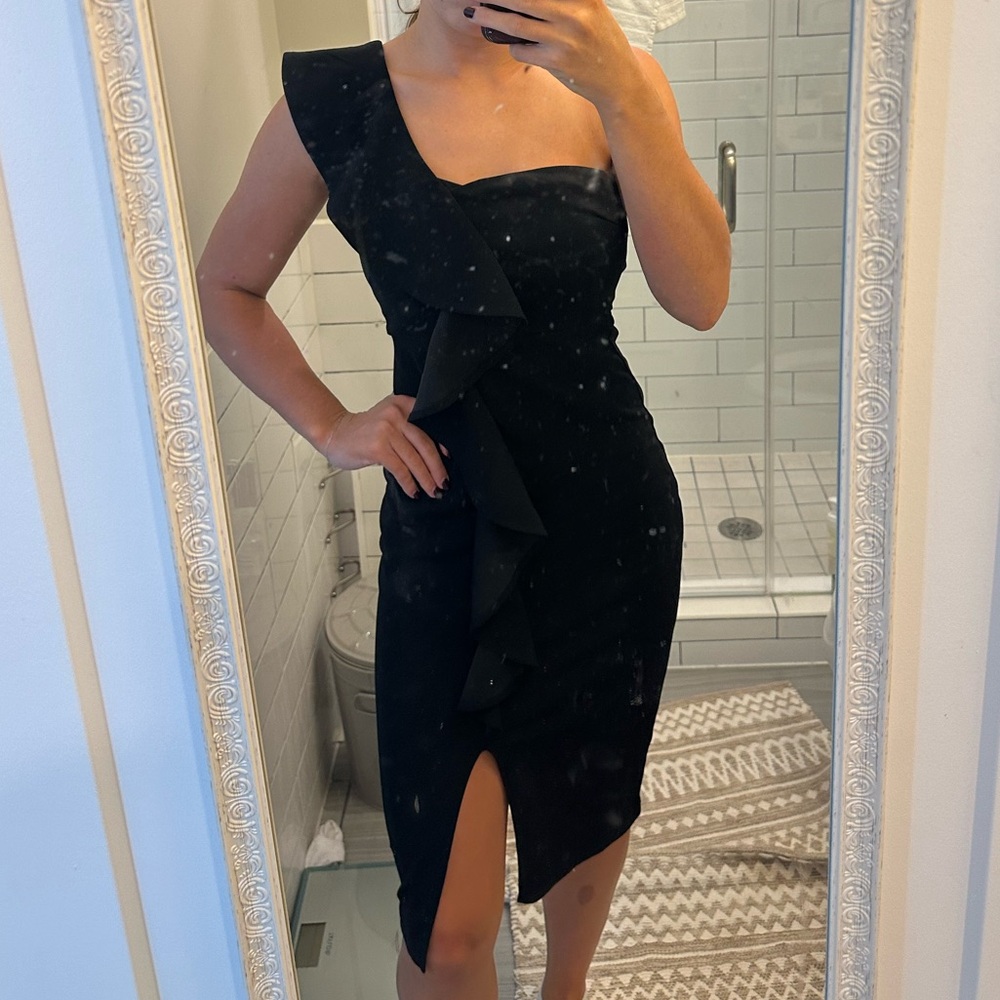 Formal One Shoulder Midi Dress